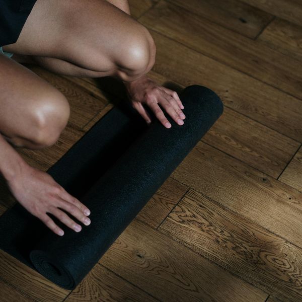 Man in a state of calm focus during a workout.
